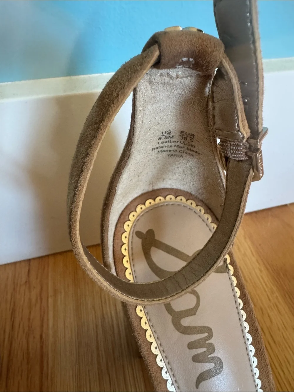 Sam Edelman Tan Suede Studded Block Heel Sandals